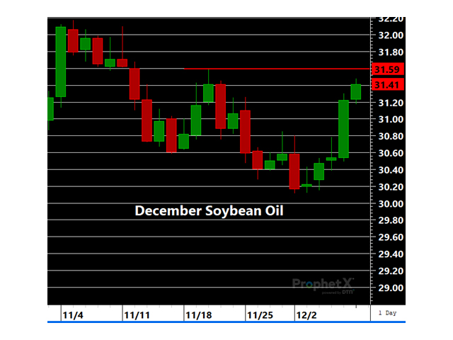 The $31.59 corrective high in December soybean oil is now arguably the most important technical level in this market. A break of that level would render the prior price action from recent highs as corrective. (DTN chart)